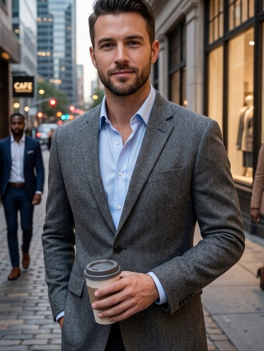 The Edge of Sophistication: John Varvatos Charcoal Gray Textured Sport Coat